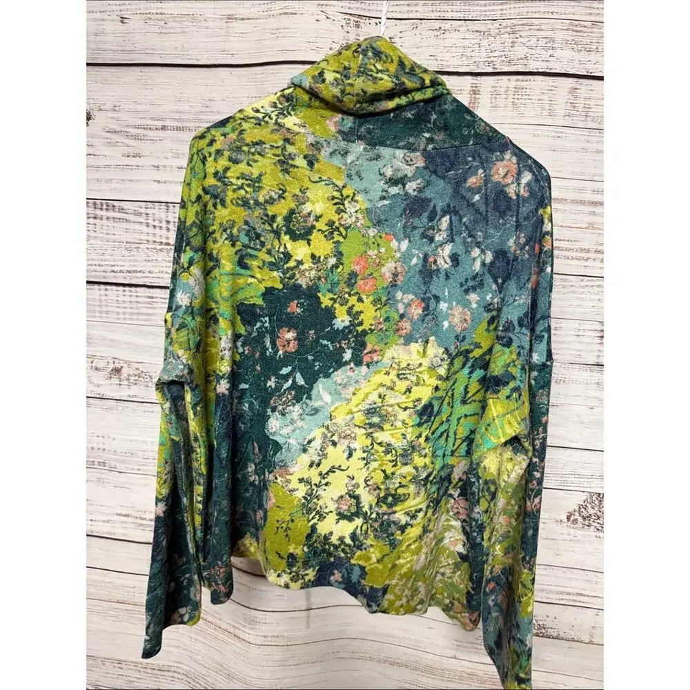 Clara Sun Woo Cowl Neck Tipped Hem Sweater Large Green